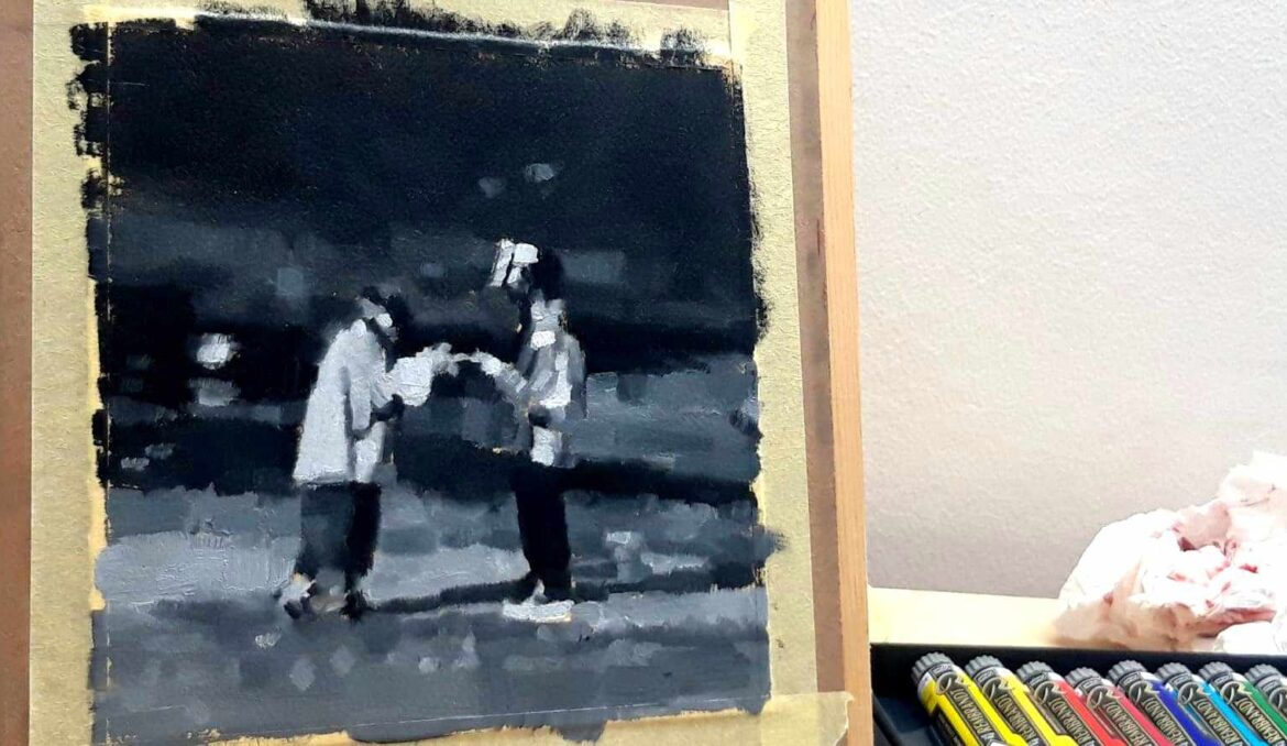 Nello studio di Stefano Abbiati- Pittura in bianco e nero